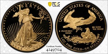 1986-W $50 Gold Eagle PR67DCAM