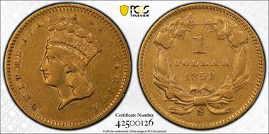 1859-S G$1 AU50