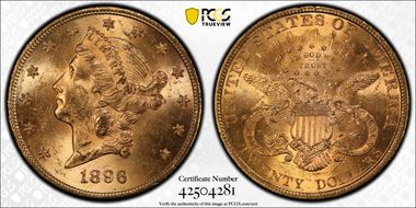 1896 $20 MS62