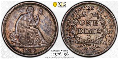 1838-O 10C AU58