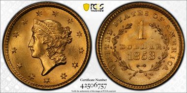 1853 G$1 MS67