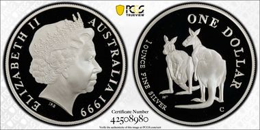 1999-C $1 Kangaroo Ag PR69DCAM
