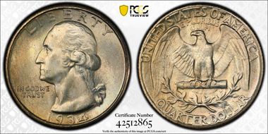 1934 25C Medium Motto MS67