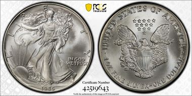 1986 $1 Silver Eagle MS68
