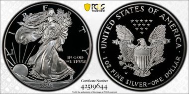 2001-W $1 Silver Eagle PR69DCAM