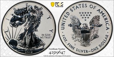 2012-S $1 Silver Eagle Rev PR  75th Anniversary SF Mint Set PR69