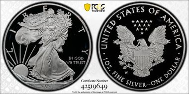 2021-W  $1 Silver Eagle - Type 1 PR69DCAM