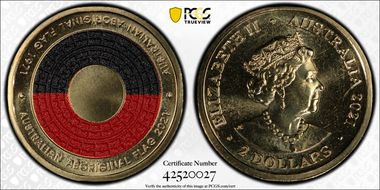 2021 $2 50th Ann Aboriginal Flag Colorized MS67