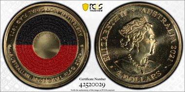 2021 $2 50th Ann Aboriginal Flag Colorized MS67