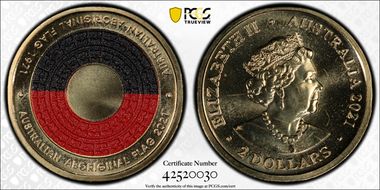 2021 $2 50th Ann Aboriginal Flag Colorized MS67