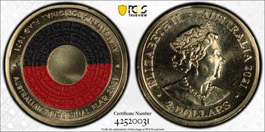 2021 $2 50th Ann Aboriginal Flag Colorized MS67