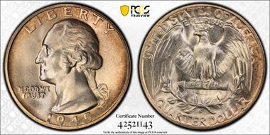 1945-S 25C DDO FS-102 MS65