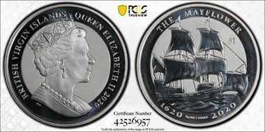 2020-PM $1 The Mayflower Silver Reverse Frosted MS69