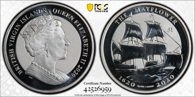 2020-PM $1 The Mayflower Silver Reverse Frosted MS69