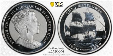 2020-PM $1 The Mayflower Silver Reverse Frosted MS69