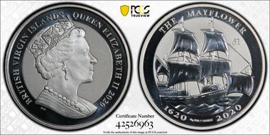 2020-PM $1 The Mayflower Silver Reverse Frosted MS69