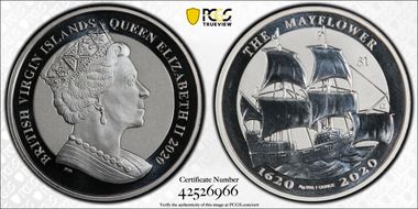 2020-PM $1 The Mayflower Silver Reverse Frosted MS69