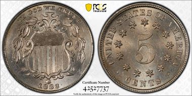 1883/2 5C Overdate, FS-301 MS65