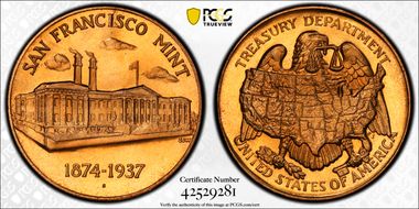 No Date Medal San Francisco Mint Bronze 1 5/16" MS66RD