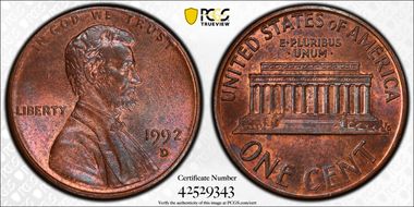 1992-D 1C MS65RB