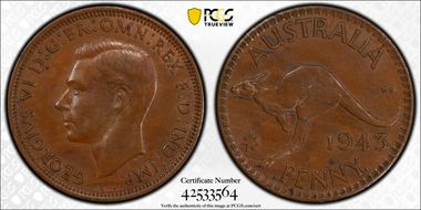 1943-I (b) 1D Long Reverse Denticles MS63BN