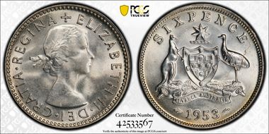 1953(m) 6D KM-52  Ag MS66