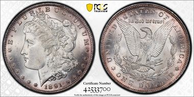 1891-CC $1 VAM 3, Spitting Eagle MS64