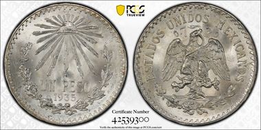 1935-M Peso KM-455  Ag MS66