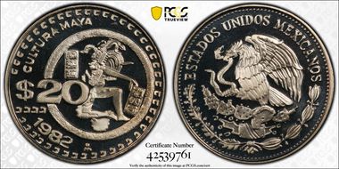 1982-Mo 20 Peso KM-486 PR68CAM