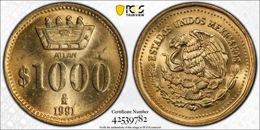 1991-Mo 1000 P ATLAN Al-Br MS64