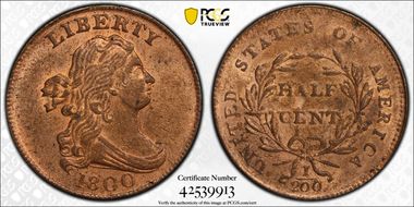 1800 1/2C Cohen 1 MS63RD