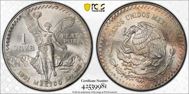 1991-Mo Onza Libertad Ag T1 - PLATA PURA MS68