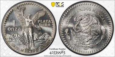 1990-Mo Onza Libertad Ag MS65