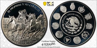 2000-Mo 5 Peso Paso de la Muerte Ag Man and his Horse PR1DCAM