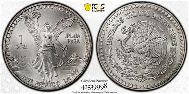 1993-Mo Onza Libertad Ag MS65