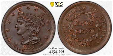 1855 1/2C MS66BN