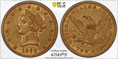 1862 $10 AU55