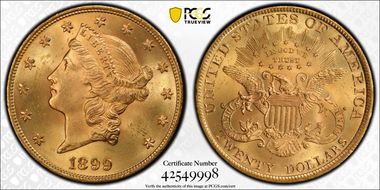 1899 $20 MS64+
