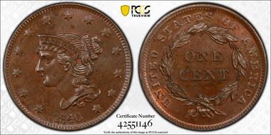 1840 1C Large Date MS64BN