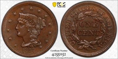 1857 1C Small Date MS64BN