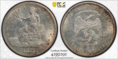 1874-S T$1 AU58