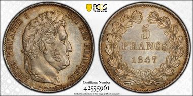 1847-A 5 Fr Gad-678a F-325 MS64+