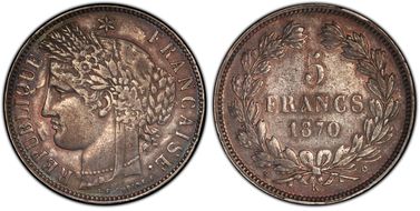 1870-K M 5 Fr Gad-742 F-332 A.E. OUDINE XF40