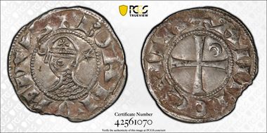 (1163-1201) Denier Bohemond III Head Left N1