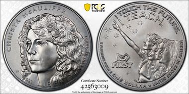 2021-P $1 Christa McAuliffe First Strike MS70
