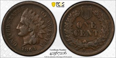 1864 1C L on Ribbon F12BN