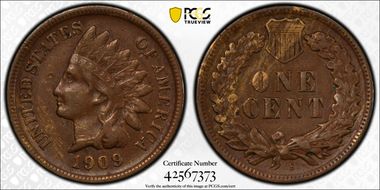 1909-S 1C Indian VF35BN