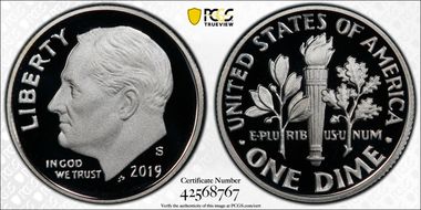 2019-S 10C Silver PR70DCAM