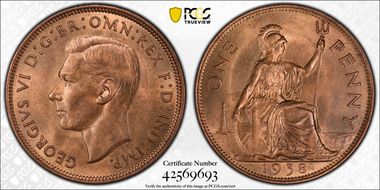1938 1D S-4114 MS65+ RD
