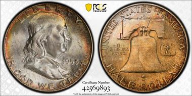 1953-D 50C Obv Die Clash FS-402 MS66+ FBL